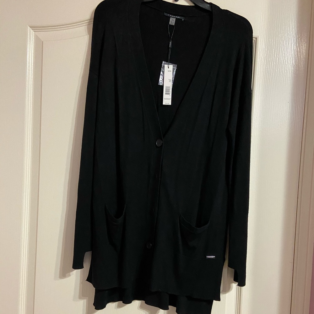 Black cardigan with slit on the side